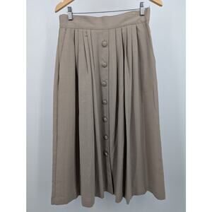 NEW Vintage Beige Jara Front Button Elastic Waist Skirt Size 16 Made in USA NWT